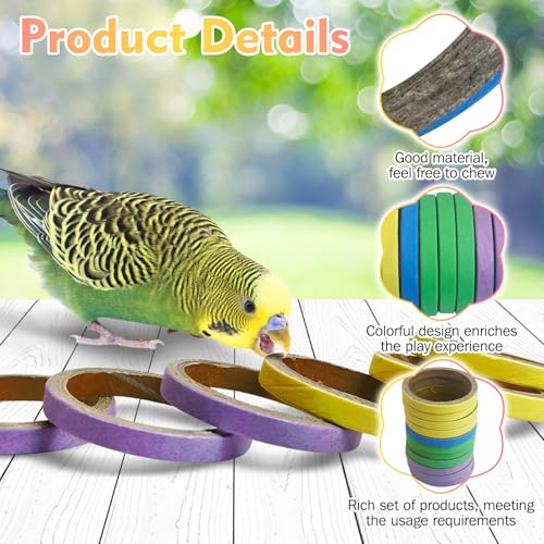 24Pcs Bird Toys Bagels Bird Chew Toys 2.36" Colorful Durable Cardboard Parrot Toys Foraging Chewing Training Shredding Toy for Small Medium Parrot Parakeets, Cockatiels (Large) - size: Diameter: 2.36"