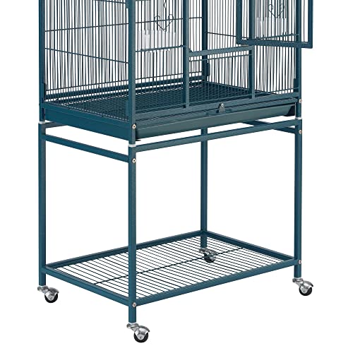 Topeakmart 54'' H Large Bird Cage Parrot Cage w/Stand Bird Cage for Conures Parakeets Cockatiels Canary Budgies Quaker Lovebird, Navy Blue - color: Navy Blue