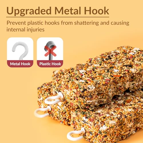 2 PCS Natural Bird Grain Treat Sticks, Blend Foraging Toys for Stress Relief, Metal Hook, for Budgies, Cockatiels, Lovebirds, Conures, Parakeets, Small to Medium Birds