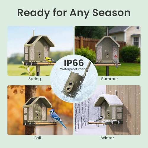 Smart Bird Feeder with 4K AI Camera, Dual-Band 2.4/5GHz Wi-Fi | 4K HDR Video, Lifetime Free AI Bird ID, Solar Powered, Full-Metal, Easy Setup & Sharing 20+ Family, Bird Watching Gift