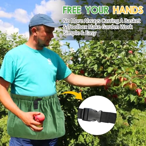 Gardening Apron Harvest Apron with Pockets, Green Garden Apron, Adjustable Waist Belt - color: Waist Apron