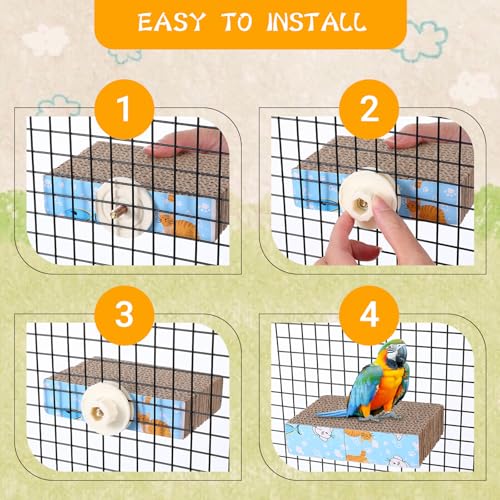 2 Pieces Bird Chew Toy Parrot Perch Stand Platform Paw Grinding Stick Grinding Stand Parrot Cage for Macaws, Small Parakeets, Conures, Budgies