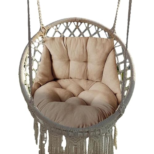 Hammock Chair Cushion, Hanging Basket Egg Chair Cushion Round Seat Thick Nest Back Pillow for Patio Garden Swing Chair Seat Pads (Only Pads) (Brown) - color: Brown