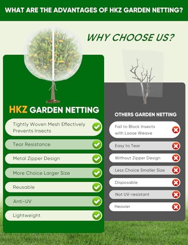 Fruit Tree Netting with Zipper - 4Pcs 5.3 x 8 FT Garden Bird Netting for Blueberry Bushes with Drawstring,Insect Plant Protection Mesh Net Bags for Tomato,Flowers,Animals,Cherry (4, 5.3 x 8 FT) - size: 5.3 x 8 FT