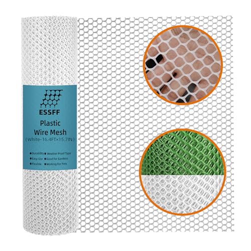 Pet & Garden Safeguard - 15.7IN x 16.4FT Roll - White Plastic Netting, Multi-Use Decorative Fencing for Poultry, Dogs, Rabbits,Chicken and Snake Barrier - color: White-16.4ft×15.7in