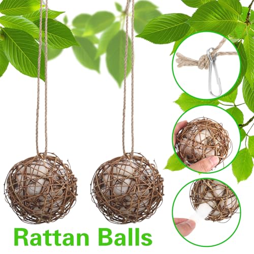 Toddmomy 2Pcs Bird Nest Material Balls Hanging Bird Nesting Material for Outdoor Wild Birds Hummingbird Nesting House for Outside 3.14In Garden Watching