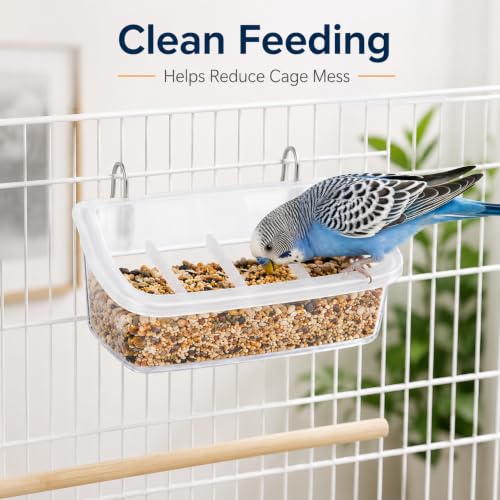 2Pcs Bird Feeder for Cage, Transparent Hanging Bowl for Parakeets & Birds | bird cage feeder with hanging design for food and water, helping keep cages cleaner for parakeets and small birds