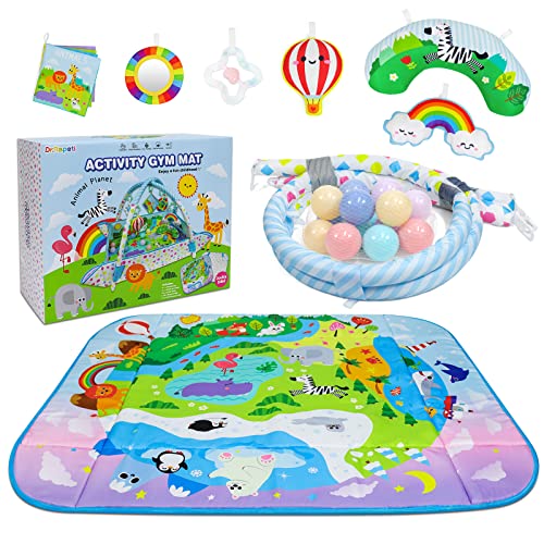 Dr.Rapeti Baby Play Mat, Baby Play Gym, Playmat & Floor Gyms with Ball Pit | 47x40inches Activity Gym Mat, Play Mat with Play Arch, Thick Non Toxic Playmats, Sensory Exploration Motor Skill Development - size: 47*40 Inch