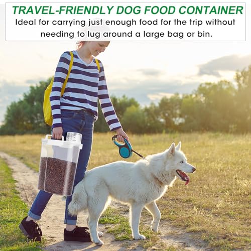 TBMax Dog Food Storage Container 5-7 lbs, Airtight Cat Food Container with Larger Spout & Measuring Cup, Portable Pet Food Storage Dispenser for Small Animal Kibble Storage, Bird Seed Container - color: White, size: 6 Qt