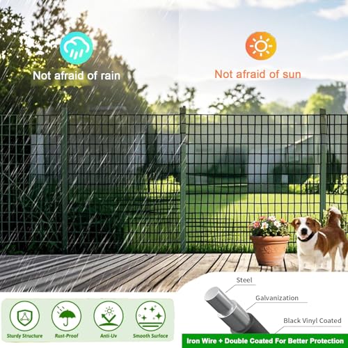 Welded Wire Fence 36inch x 50ft Roll,16 Gauge 2" x 3" Mesh Black | Rustproof Vinyl Coated Double-Layer Thick Wire, for Garden Fencing, Dog Fence, Chicken Wire Fencing, Yard & Pet Barrier