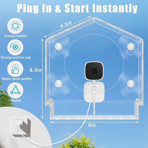 Clear Window Bird Feeder with Camera,2K HD Live View,6 Suction Cups | Clear Acrylic, Strong Suction, Easy-Clean Tray, 2K View & AI Bird ID, Gifts