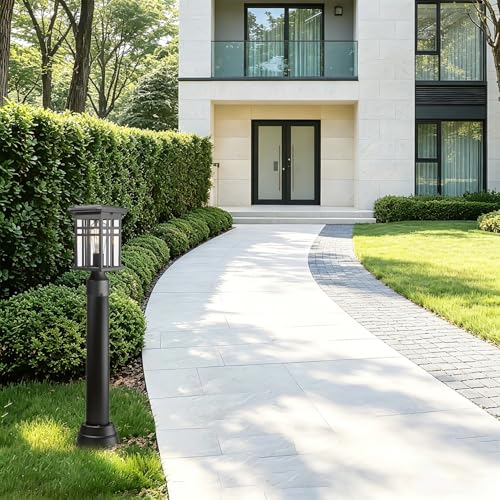 2 Pack Black Outdoor Lamp Post with Base, Exterior Light Pole Accessory for Porch Patio Garden - size: lamp post 19" with base