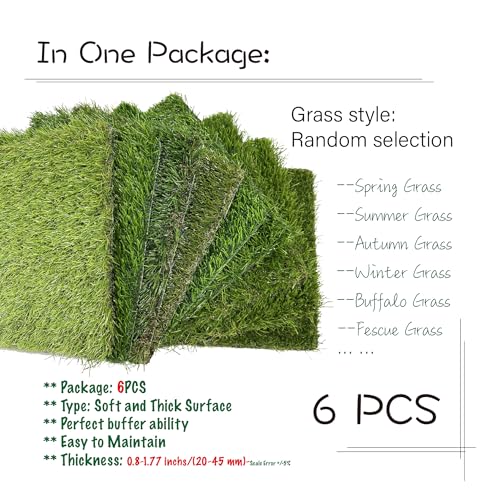 KuGuo Chicken Nesting Box Pads, 6 Pack, 12 x 12 in, Grass Style Mixed | Soft, washable synthetic turf cushions eggs, drains quickly and helps keep nesting boxes cleaner for hens and small pets