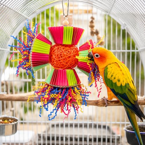 Bonka Bird Toys 3488 Cake Party Parrot Preening Foraging Plucker Natural Toy cage Cages Shredder Cockatiel Conure African Grey Parakeet Made in the USA