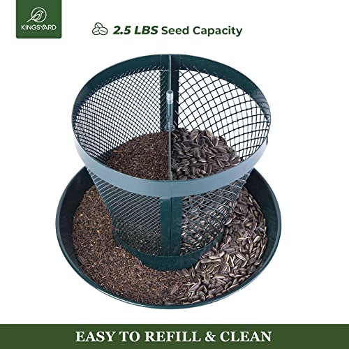 Kingsyard Rain-Resistant Metal Mesh Bird Feeder for Outdoor Hanging | Large Clear Dome, Top-Fill Design, Weather-Resistant Metal, Dual Mesh for Different Seeds, Easy to Clean - color: Green