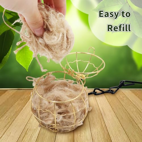 2 Pack Bird Nesting Material Cage Holder for Wild Birds, Hummingbird Nesting Material Kit, Gift for Bird Lovers, Hanging Nesting Supply Dispenser with Metal Hook for Outdoor Use