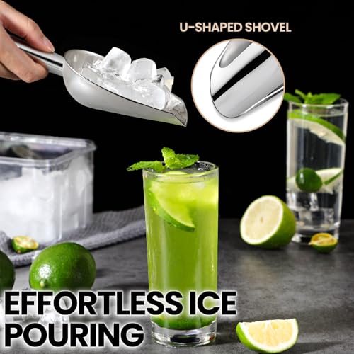 OLESBUR Premium Ice Scoop for Freezer - Multipurpose Metal Ice Scoop for Ice Machine - Stainless Steel Small Ice Scooper for Ice Bucket - Kitchen Gadgets Cookie Flour Pet Dog Food Scoop (3oz) - size: 3oz