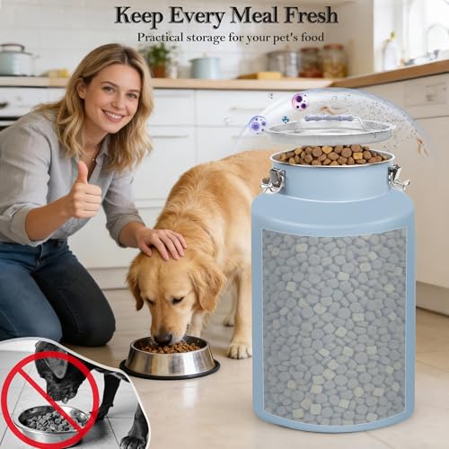 25lb Stainless Steel Dog Food Storage Container with Lid and Scoop | Airtight Metal Pet Food Storage, Large Capacity, Durable, Rust-Proof, Moisture-Proof, Keeps Kibble Fresh for Daily Use - size: Small