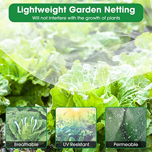 Unves Garden Netting, 10' x 50' Ultra Fine Mesh Bird Netting for Garden | Insect Mosquito Net for Patio Protection, Pests Bugs Plant Covers for Vegetable Plants Fruit Trees Berry Bushes - size: 10 x 50 Ft x 1 pc