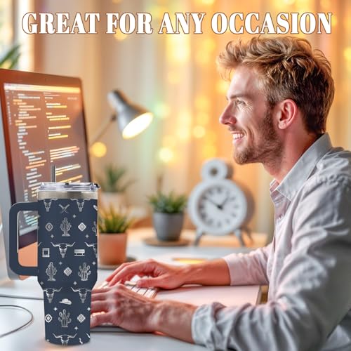 DUUV Western Cowboy Tumbler 40oz, Insulated Western Gift for Women | Engraved Sheep Head Cow Cup Gifts for Western Lovers Leakproof, Cowgirl Gift Mug, Appreciation Gifts for Girls Boy, 1 Pack - color: Western Sheephead