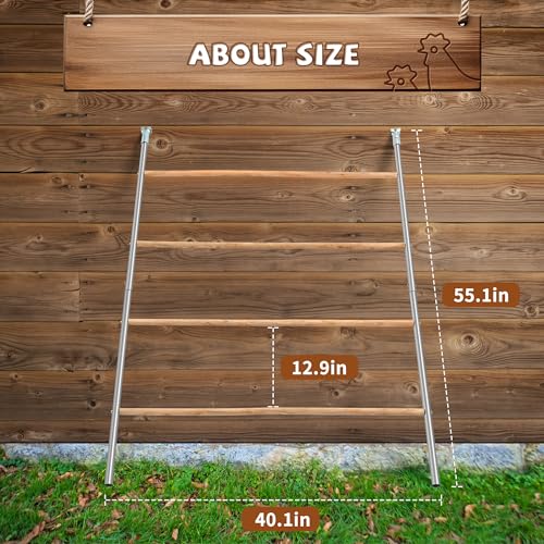YUMEKA Chicken Roosting Ladder,Chicken Perch for Coop,Chick Roosting Bars, Cock Coop Toys, Suitable for Chicken Run and Chicken Perch, Backyard Poultry, Farm Roost Toys for Hen 55.1' L x 40.1' W - size: 55in x 40in