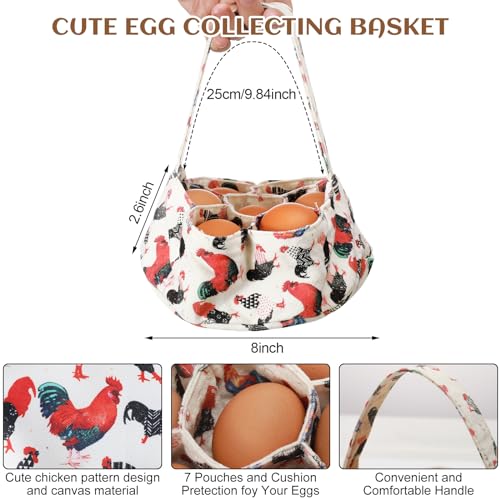 3 Pcs Egg Collecting Apron and Gathering Basket Adult 12 Pockets and Child 3 Pockets for Chicken Goose Eggs - style: Cute