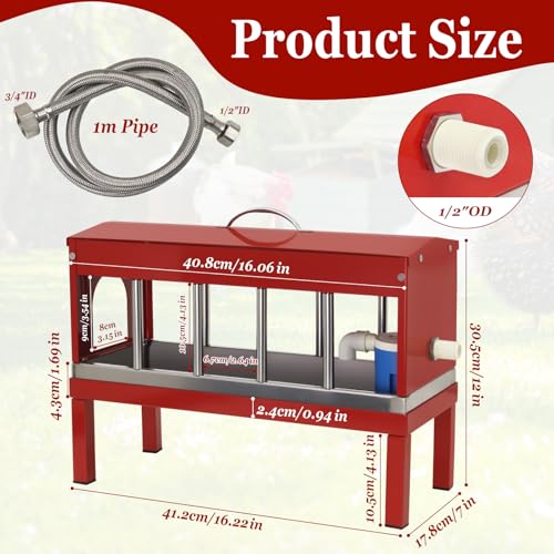 Automatic Chicken Waterer Stainless Steels Large Poultry Waterer Dispenser 11 Windows with Float Valve Kit Hose Accessorie for Duck Goose Pigeon Quail Turkeys