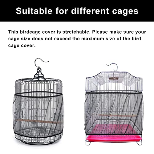 Bird Cage Seed Catcher, Bird Cage Mesh Guard Netting, Birdcage Seed Guard Skirt, Parakeet Cage Skirt for Round Square Cages (Black, XL) - color: Black