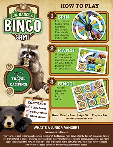 MasterPieces Officially Licensed Games – Jr Ranger Bingo Game - Tabletop Game for Kids & Family - style: Jr Ranger