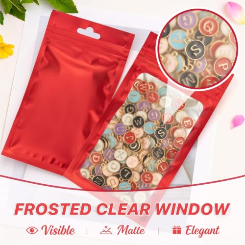 ANZNKU 100 Pcs Colorful Mylar Bags, Resealable Smell Proof Small Foil Pouch | 5Colors, 4.13x5.91", Frosted Clear Window, Plastic Packaging Bag for Small Business Candy Jewelry Treat, Seal Zip Baggies - color: 5 Colors - 2, size: 4.13x5.91 inches
