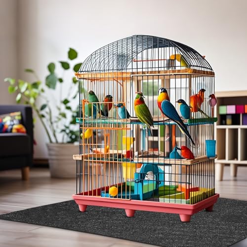Nuanchu Large Bird Cage Mat, 48 x 48 Inch Under Pet Cage Mat, Absorbent/Waterproof Felt Pad for Bird Cages, Reptile Aquariums, Dog Kennels, with Non-Slip Backing for Hard Floors and Surfaces - size: 48.0"L x 48.0"W x 0.4"H