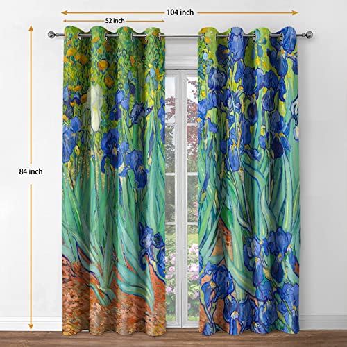 Irises Floral Blackout Curtains 2 Panel Set, 52"x84" | Blue and Purple Iris Flowers Art Decor Home Bedroom Living Room Abstract Art Decoration Darkening Grommet Window Drapes - color: Flower11, size: 52"W x 84"L (Pack of 2)