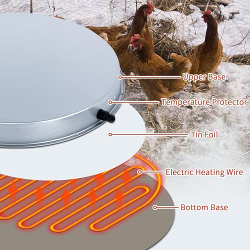 2Pack Chicken Water Heater for Winter，Heated Poultry Waterer Base,with Thermostat and 9.8ft Power Cord, Dia.11in - size: 2PACK