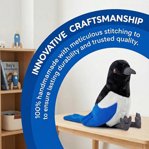 Magpie Plush Toy - Realistic 12inch Black Magpie Bird Stuffed Animal, Cute Little Bird Raven Plush as Gift for Your Friends - style: Magpie Bird