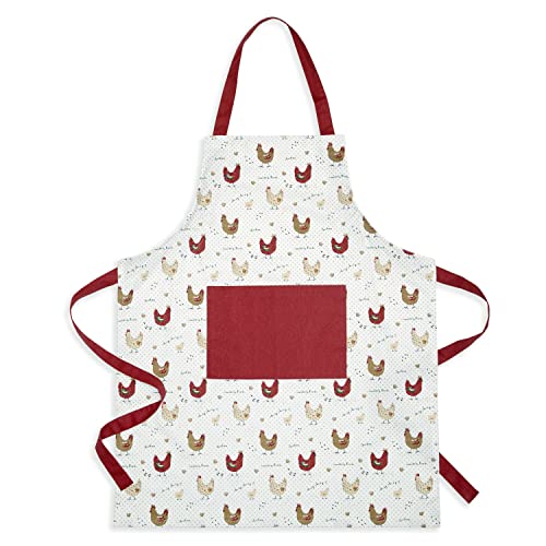 Farmhouse Chicken Cotton Bib Apron Pocket Adjustable Strap
