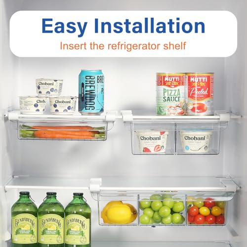 Pull-Out Fridge Drawer Organizer - Under Shelf Storage Bins for Cheese Slices, Deli Meat & Small Items - Space Saving Refrigerator Organizer (2" Height x 8.66" Width) - size: 2" Height x 8.66" Width