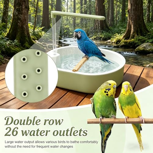 Automatic Bird Shower with Running Water, USB-Powered Circulating Water Fountain for Parrots, Cockatiels, Conures, Indoor Bird Bath with Pump, Easy to Clean Pet Bathing Station