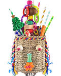 KATUMO Bird Toys, Parrot Grass Basket and Shredding Foraging for Parakeets, Cockatiels, Conures, Small and Medium Bird Cage Accessories - style: Christmas tree