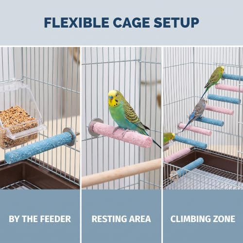 2 Pcs Multi-Color Random Bird Perch Stand Toy Wood Parrot Perch Stand Grinding Claw Sticks Sanded Surface Cage Toy for Parakeets Finches Parakeet Toys Birdcage Accessories