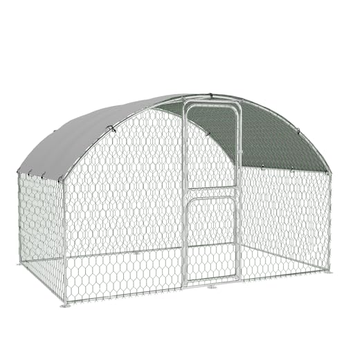 Large Walk-in Metal Chicken Coop for 10 Chickens,Heavy Duty Reinforced Wire Mesh Run with All-Weather Waterproof & Anti-UV Cover,Secure Lock - Outdoor Poultry Pen for Chickens,Ducks (Dome Roof) - size: Small Dome Roof
