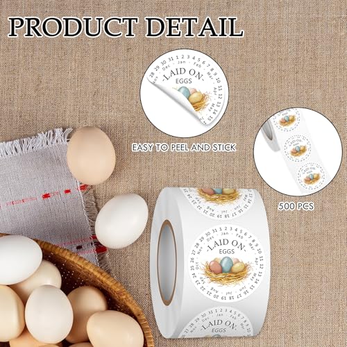 Louise Maelys 2 Inch Eggs Stickers,500 Pcs Egg Carton Labels | Egg Date Stickers, Eggs Laid on Date Stickers Farm Fresh Egg Stickers for Farmer's Market,Business,Farm Stand Supplies - color: Color1