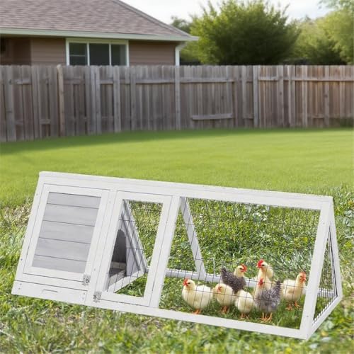 Chicken Coop for 2 Chickens Small Rabbit Hutch Quail Cages Outdoor | Ventilated Wire Mesh, Triangle Design, 3 Access Doors, Portable Playpen Run,Leak-Proof Pull-Out Tray, Fits Ducks, Chicks