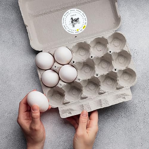 320 Pcs Duck Egg Laid on Stickers, 2 Inch Round Farm Fresh Eggs Sticker Round Eggs Stickers PET Adhesive Egg Packaging Sticker for Box Container Carton Farm Supplies - color: Duck Eggs
