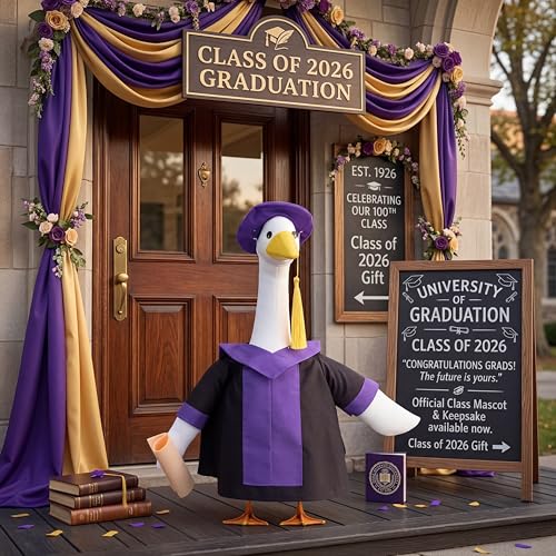 Abbylike Graduation Porch Goose Outfits Lawn Goose Clothes with Graduation Cap and Gown Fits Large 23'' Cement Statue - style: Graduation Season