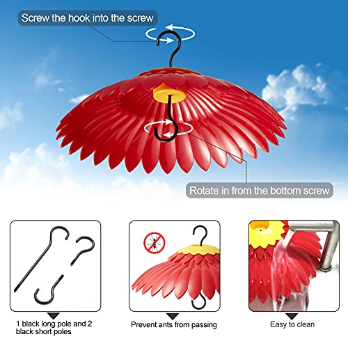 Beserie Squirrel Baffle Hummingbird Feeder Shade Cover Dome Shield Hang from Bird Feeders for Outdoors Squirrel Proof Protect Feed Red Yellow Attract Hummingbirds Moat Proof-14inch(Red) - color: Red02 14in