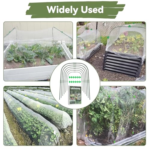 Garden Mesh Netting Kit Protect Fruit Vegetable from Birds Bugs | 10* 30 FT Ultra Fine Plant Netting Covers, 6 Pcs Wide Garden Hoops & 12 Clips for Greenhouse Raised Beds - size: 10 * 30 FT (Kit)