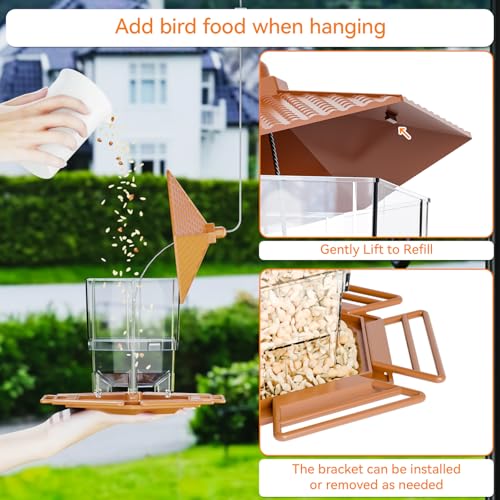 Hopper Bird Feeders for Outdoors Hanging,Brown 233