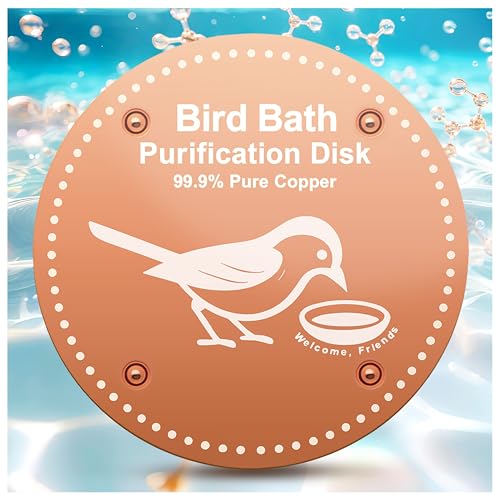 OICEME Bird Bath Purification Disc Pure Copper Outside Winter Solar Power Birdbath Disk Heater Deicer Cage Hanging Bowl Metal Warmer Railing Glass Concrete Ceramic Stone Stand Water Fountain Station - color: Copper Bird