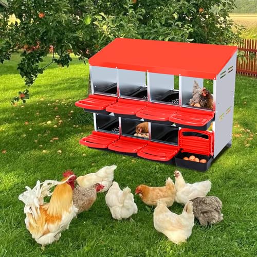 Chicken Nesting Box, 8 Compartment Roll Away Eggs Laying Boxes, Hen Nest Boxes, Cleanable Pull Out Hen Roosting Boxes - size: 8 Compartments