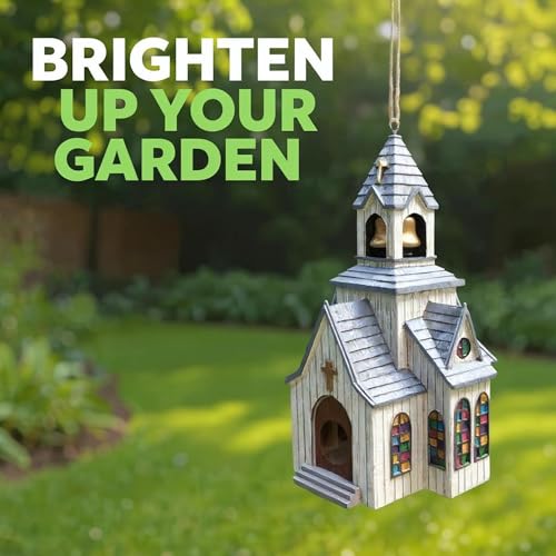 Spoontiques - Birdhouse - Garden Décor - Decorative Bird House for Yard and Garden Decoration - Hanging Novelty for Outdoor Patio - Church Birdhouse - color: Church